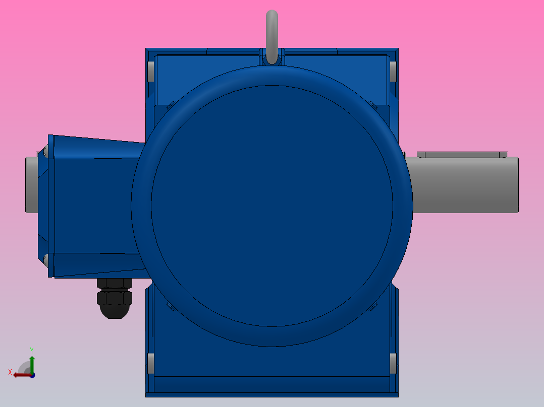 K57底脚轴伸式安装螺旋锥齿轮减速机K57-Y0.55-4P-76.56-M1-0°-A+B后视图