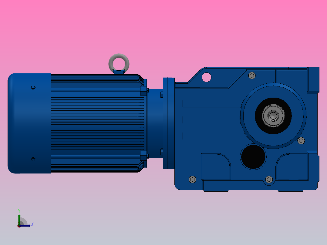 K57底脚轴伸式安装螺旋锥齿轮减速机K57-Y0.55-4P-76.56-M1-0°-A+B左视图