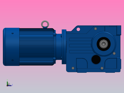 K57底脚轴伸式安装螺旋锥齿轮减速机K57-Y0.55-4P-76.56-M1-0°-A+B左视缩略图