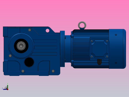 K57底脚轴伸式安装螺旋锥齿轮减速机K57-Y0.55-4P-76.56-M1-0°-A+B右视缩略图