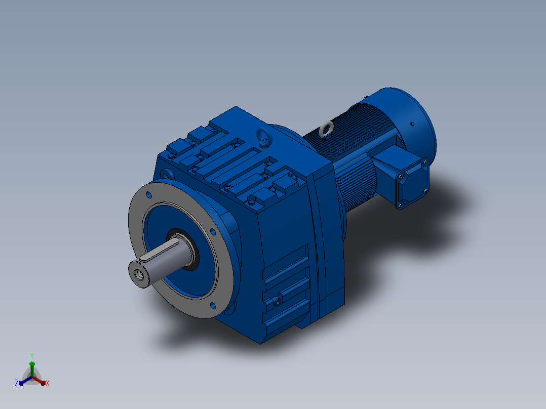 RF107法兰轴伸式安装斜齿轮减速机RF107-Y2.2-4P-100-M1-0°-Φ350正等轴测图