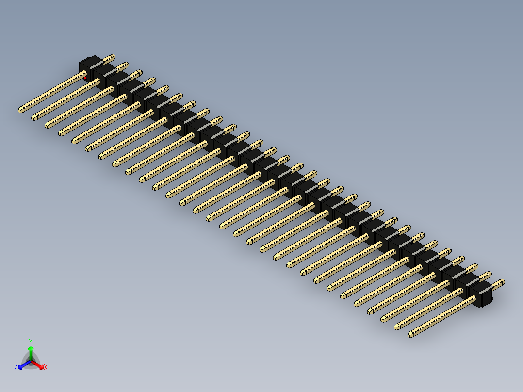 彩色公头100mil（2.54mm）系列-DS1021_black_1x30p_100mil_Type5_rev1.0主视图