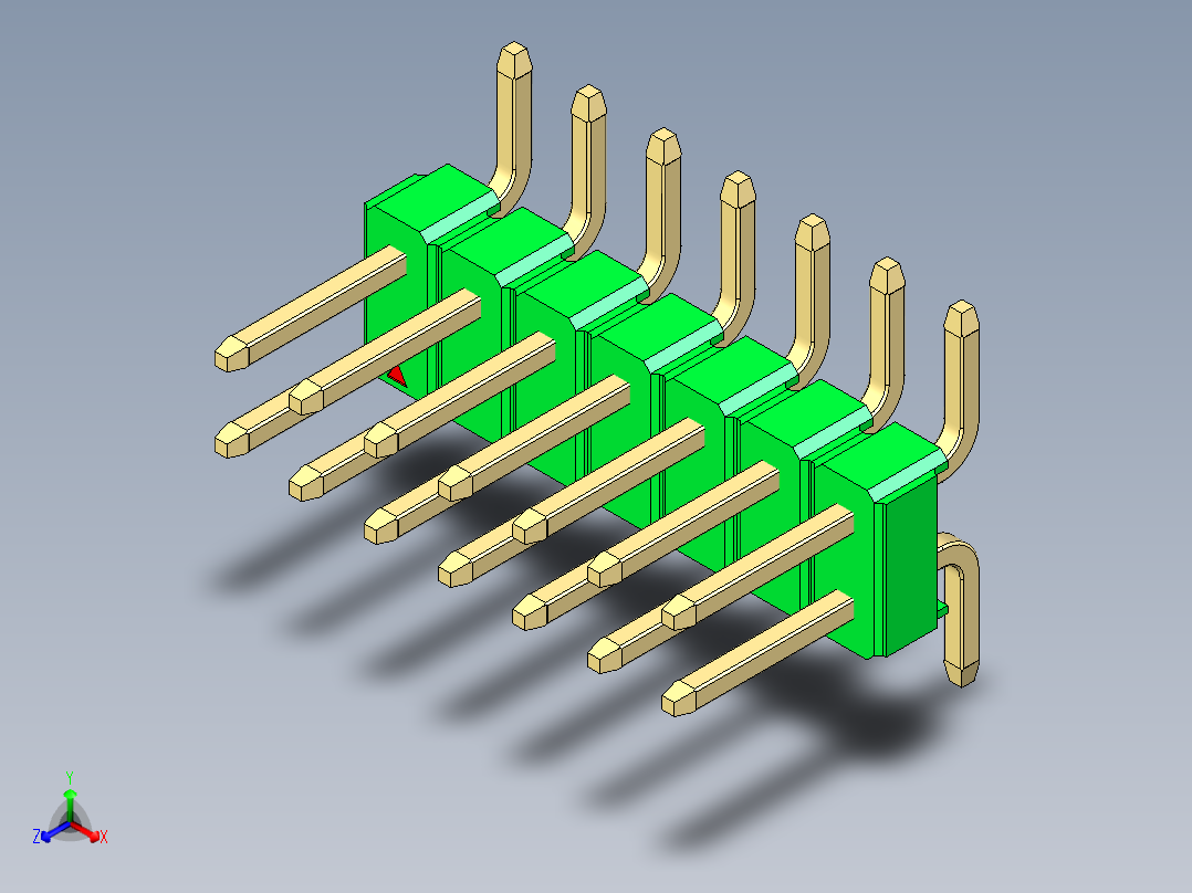 彩色公排针 100mil 2.54mm 系列-DS1022_green_14p_100mil_TypeSMT_rev1.0主视图