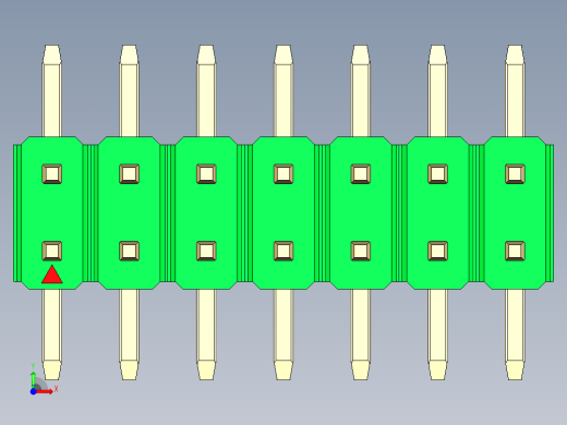 彩色公排针 100mil 2.54mm 系列-DS1022_green_14p_100mil_TypeSMT_rev1.0前视缩略图
