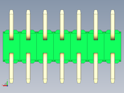 彩色公排针 100mil 2.54mm 系列-DS1022_green_14p_100mil_TypeSMT_rev1.0后视缩略图