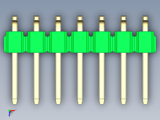 彩色公排针 100mil 2.54mm 系列-DS1022_green_14p_100mil_TypeSMT_rev1.0俯视缩略图