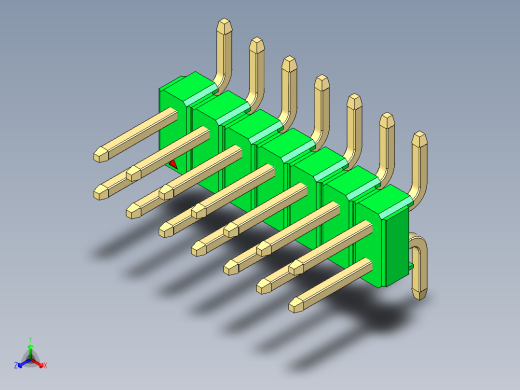 彩色公排针 100mil 2.54mm 系列-DS1022_green_14p_100mil_TypeSMT_rev1.0正等轴测缩略图