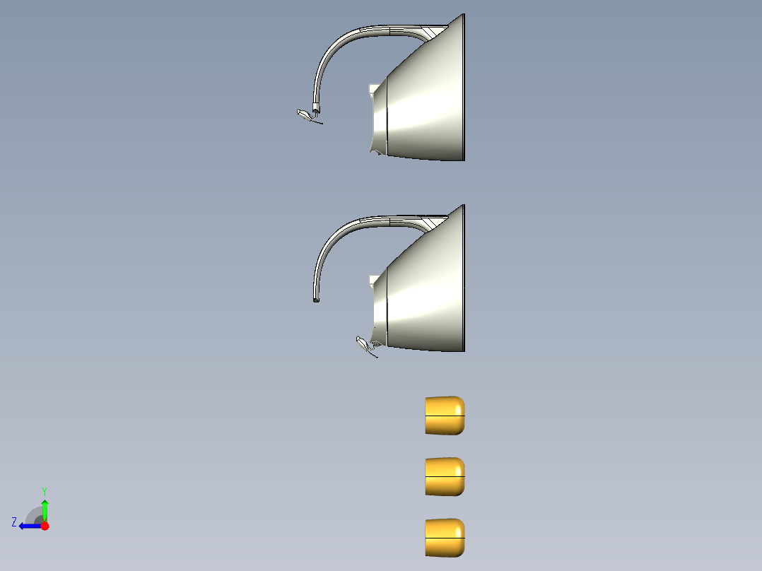 梯形茶壶和茶杯右视图