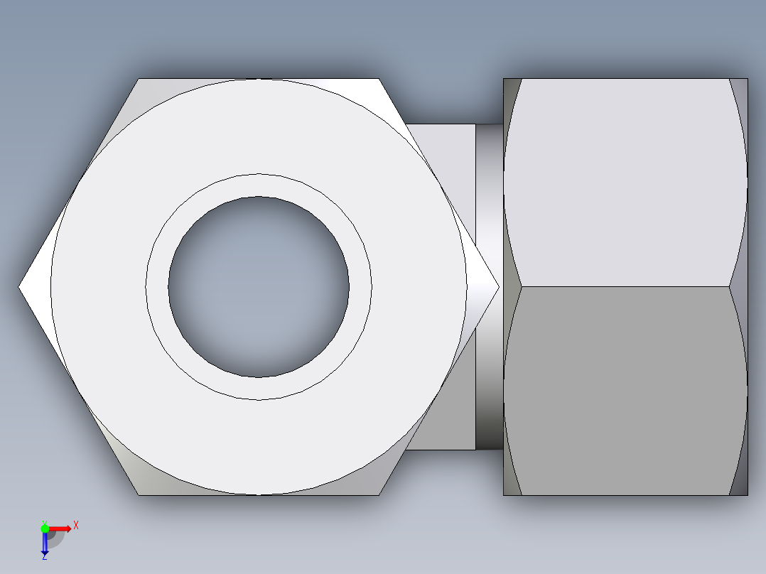 卡套式工业通用硬管接头EO_Adjustable_locknut_run_tee_LEE25ZSMCF俯视图