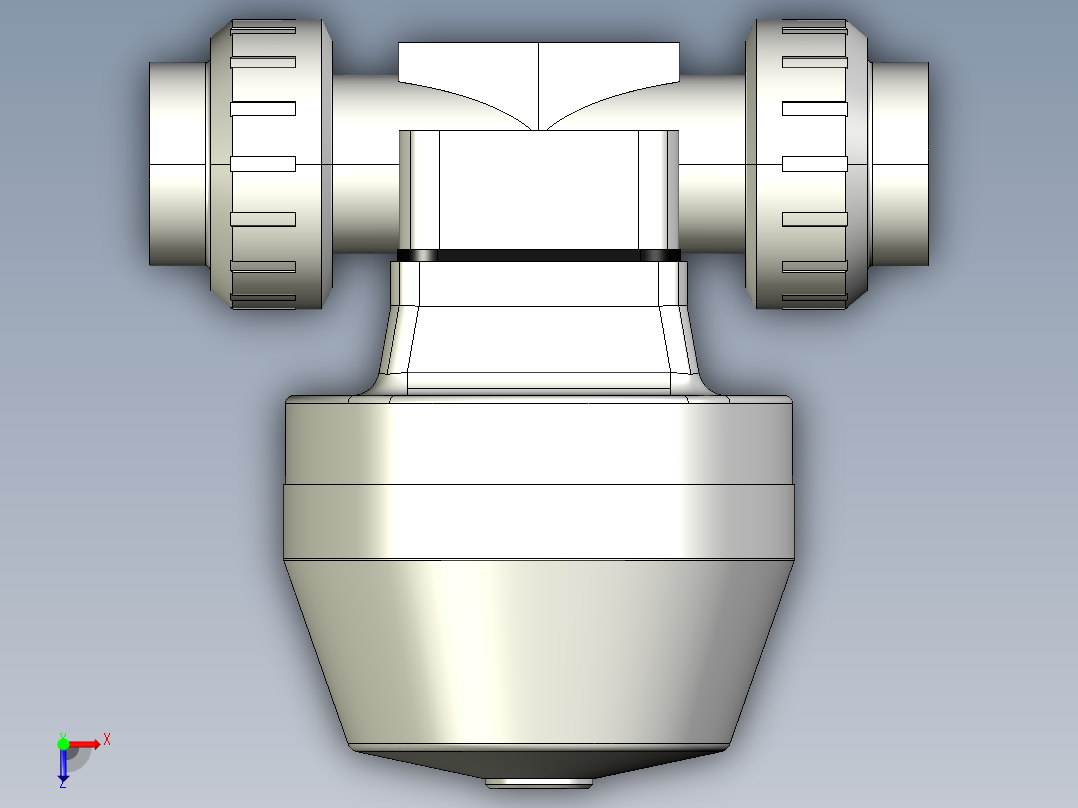 3DKMUICCP NC 气动隔膜阀，常闭，女性联盟结束，公制系列聚氯乙烯俯视图