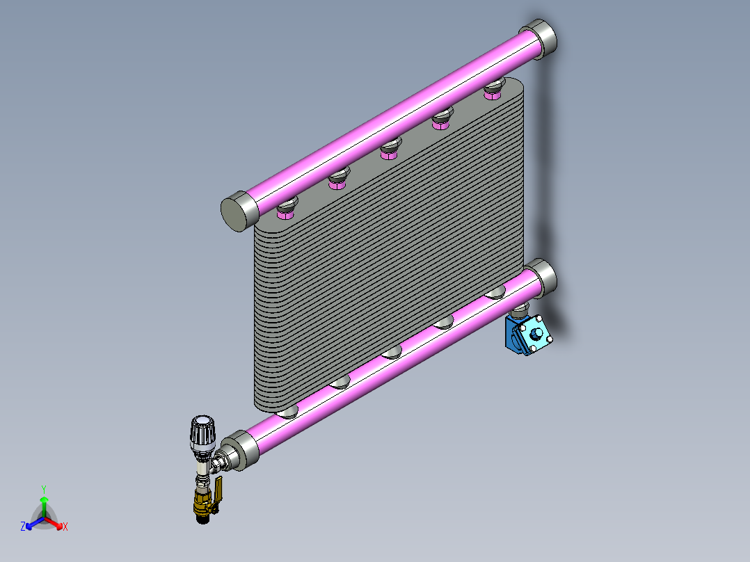 定制散热器，2 管蒸汽正等轴测图