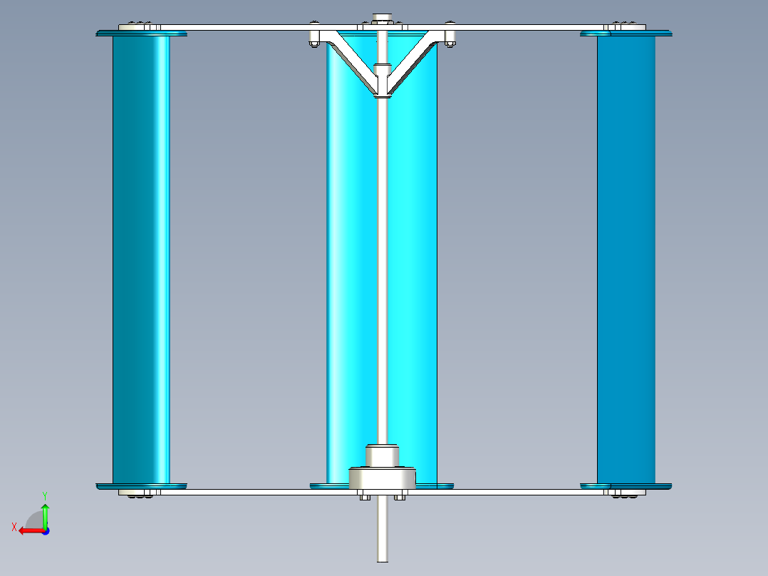 Darrius 垂直叶片风力发电机。后视图