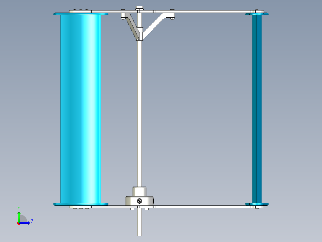 Darrius 垂直叶片风力发电机。左视图