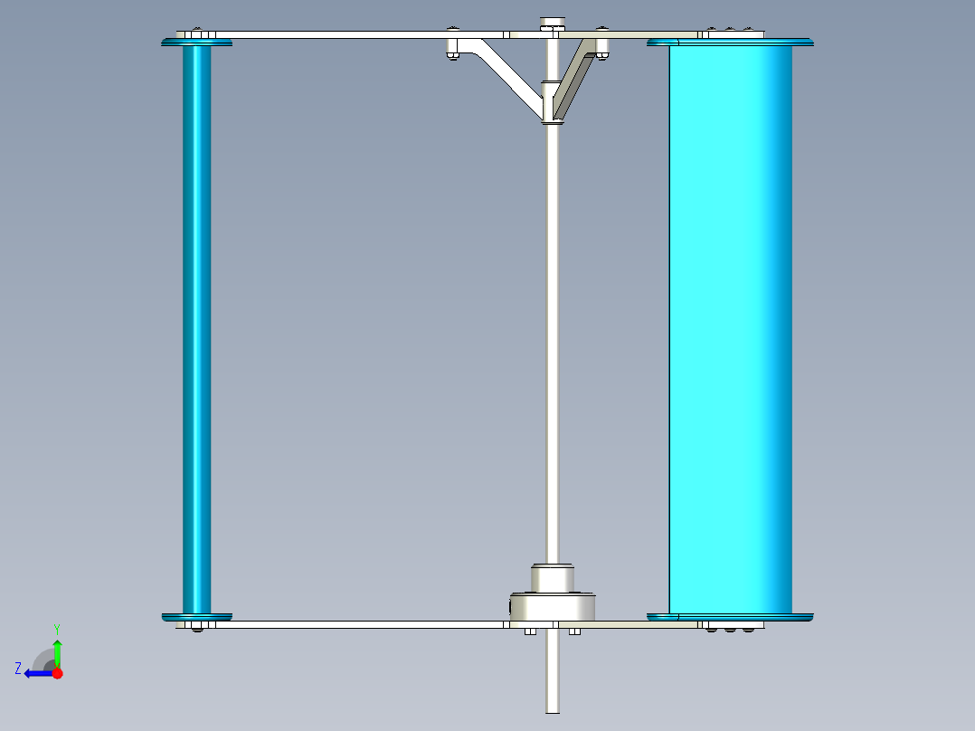 Darrius 垂直叶片风力发电机。右视图