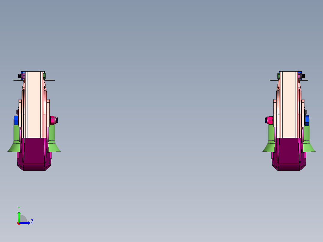 低平板半挂车悬挂系统左视图
