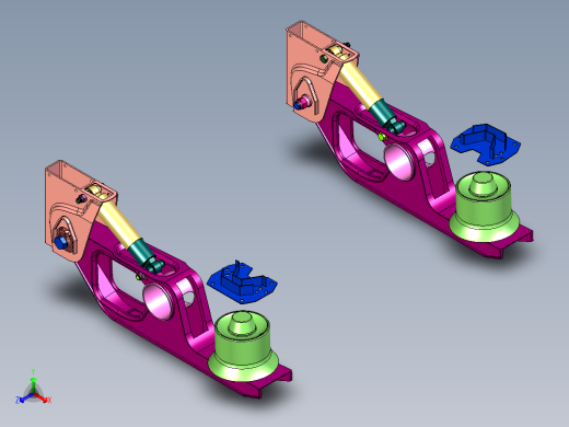 低平板半挂车悬挂系统正等轴测缩略图