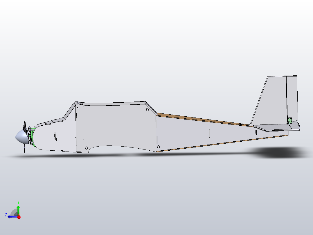 WF77型双层机翼飞机航模结构3D图纸 附平面工程图主视图