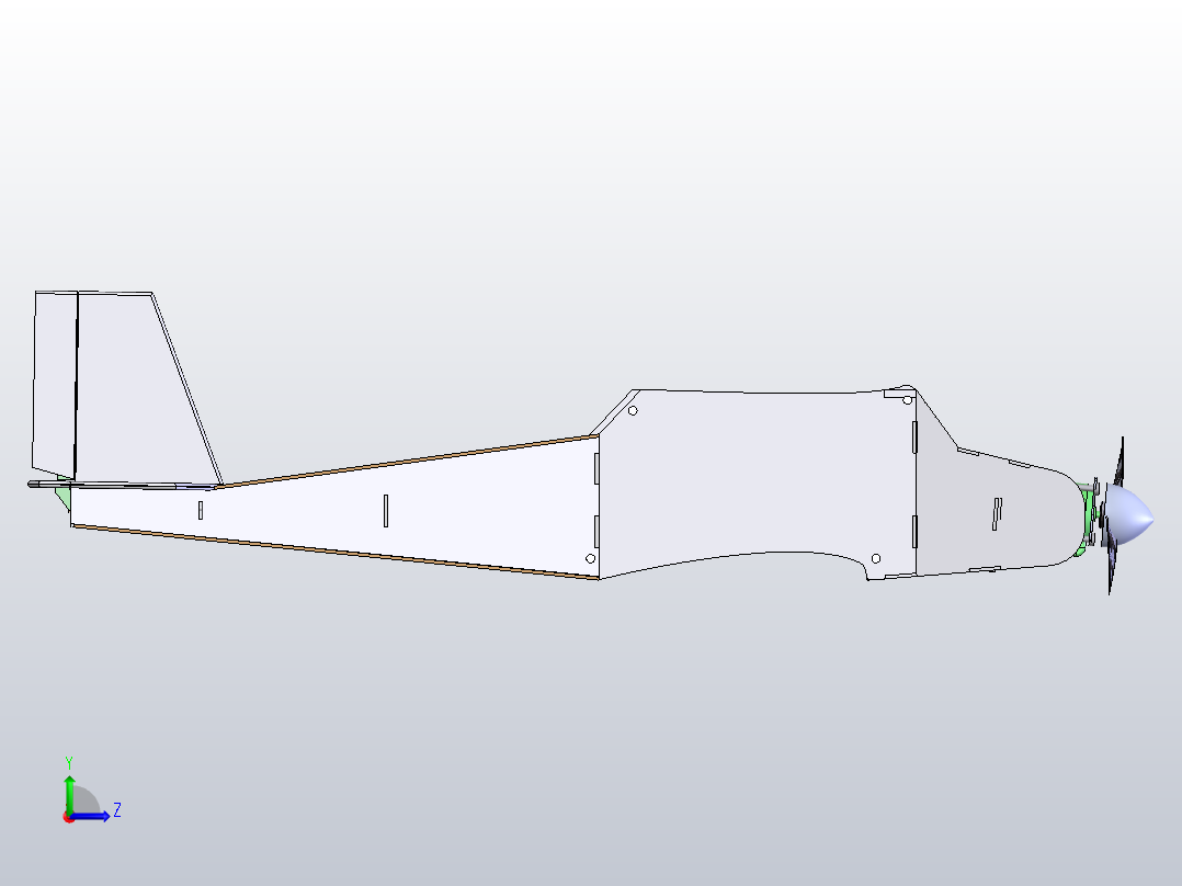 WF77型双层机翼飞机航模结构3D图纸 附平面工程图左视图