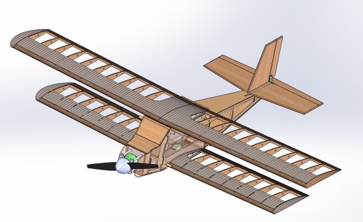 WF77型双层机翼飞机航模结构3D图纸 附平面工程图缩略图