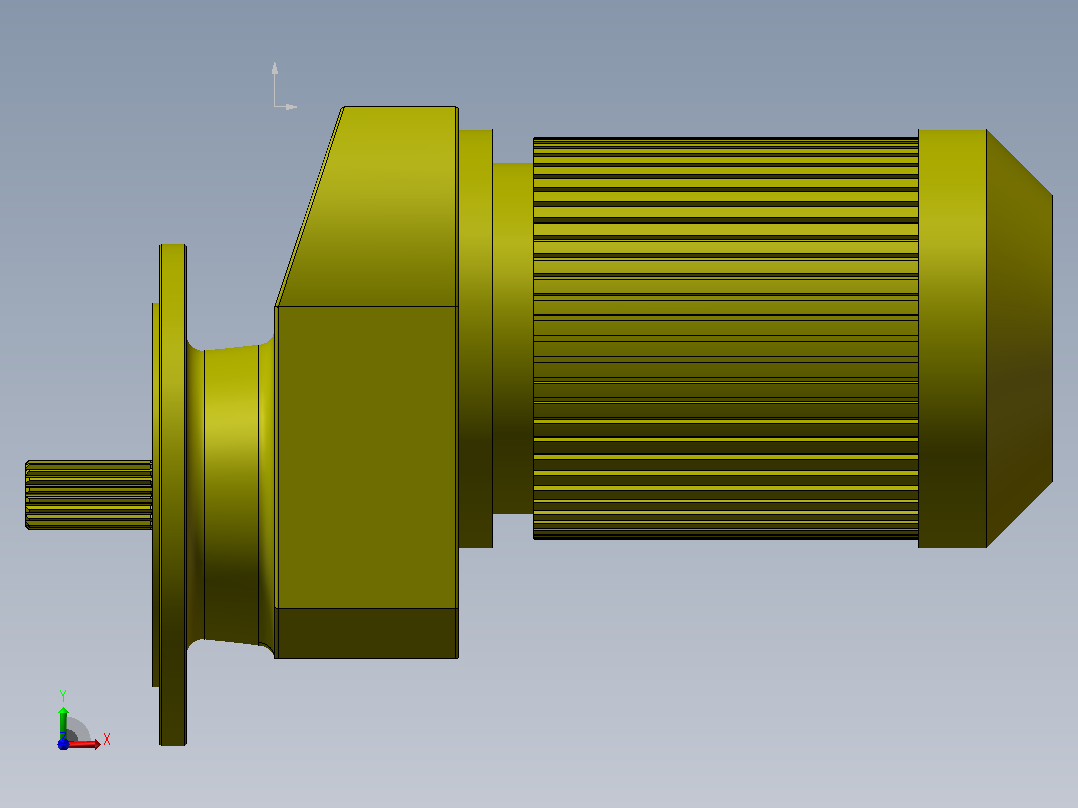 RXF87-4.5-4KW-4级减速器 输出轴带花键前视图