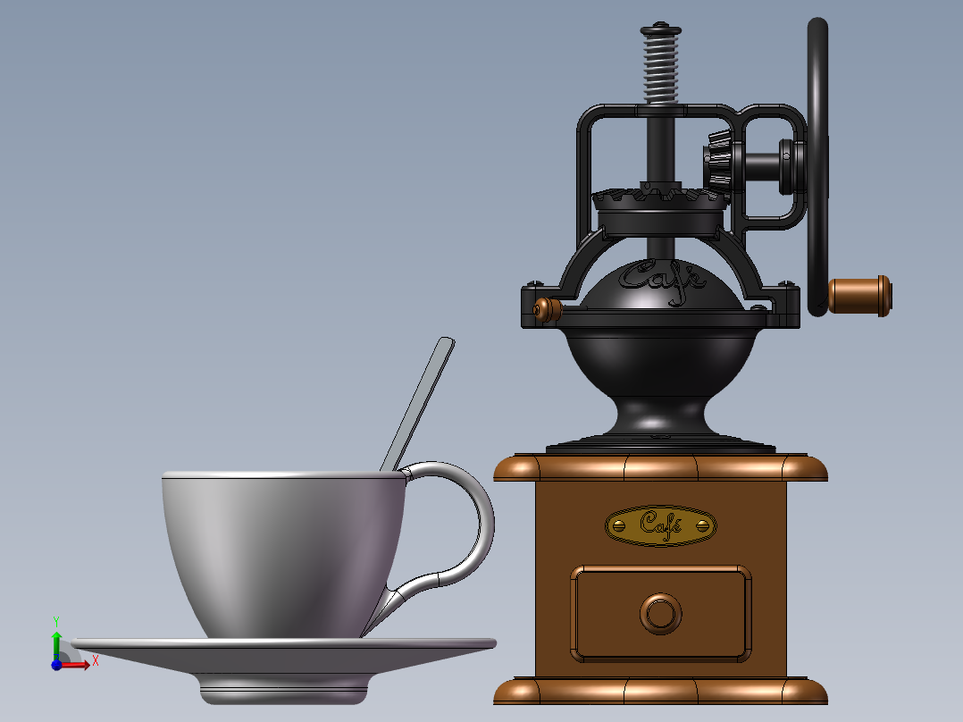 咖啡研磨机模型前视图
