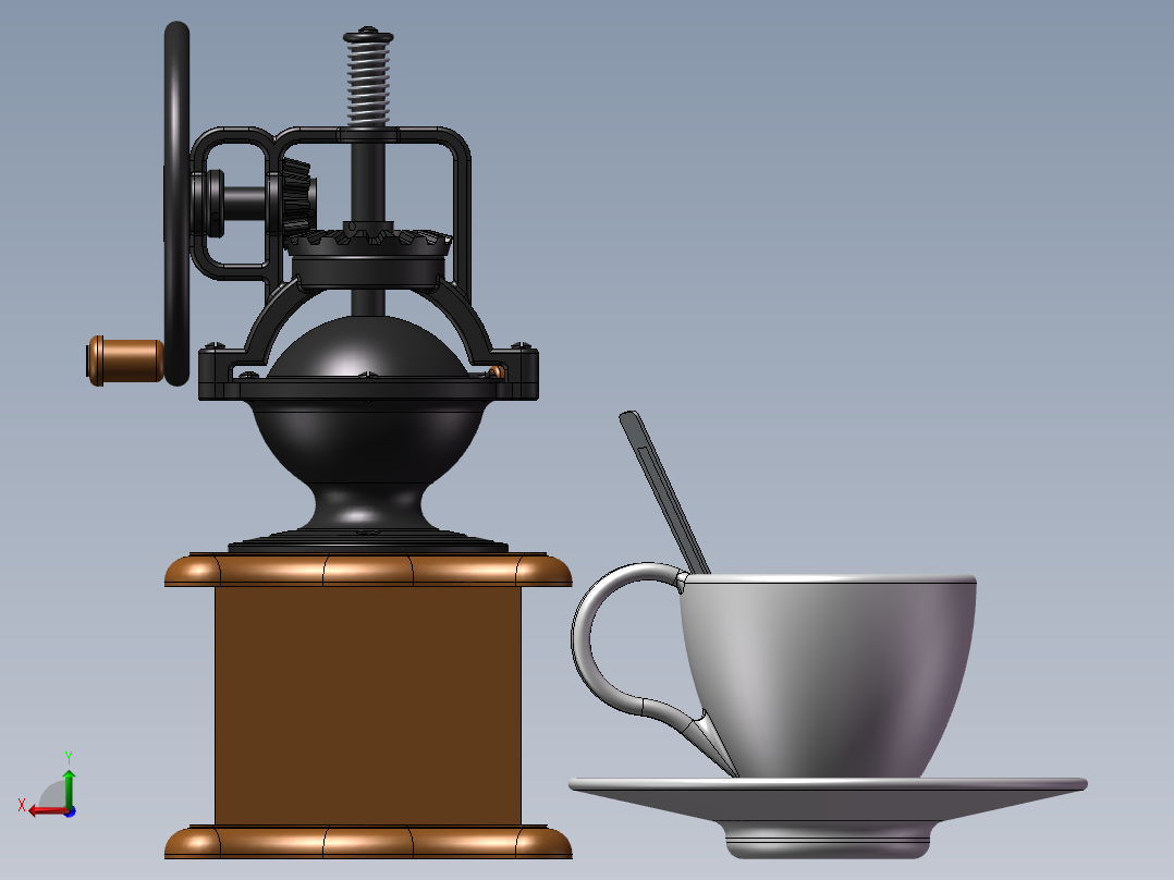 咖啡研磨机模型后视图