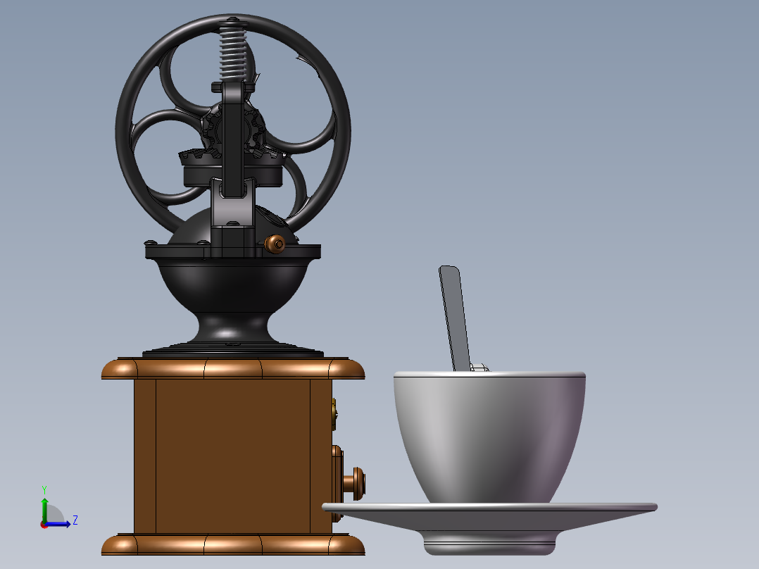 咖啡研磨机模型左视图