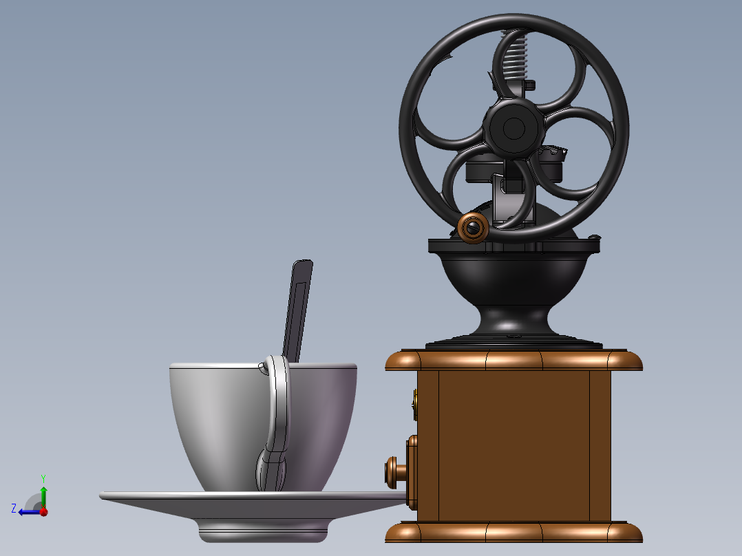 咖啡研磨机模型右视图