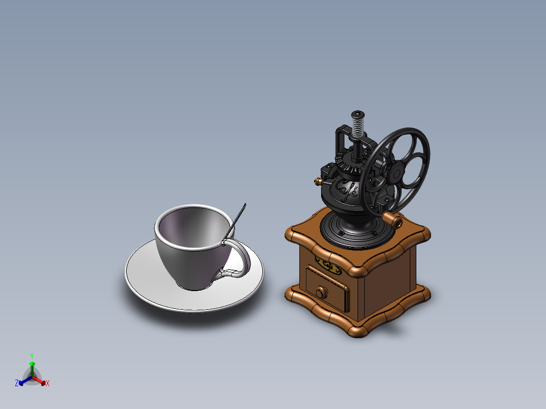 咖啡研磨机模型正等轴测图