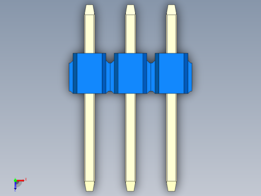 彩色公头100mil（2.54mm）系列-DS1021_blue_3x03p_100mil_Type1_rev1.0俯视缩略图