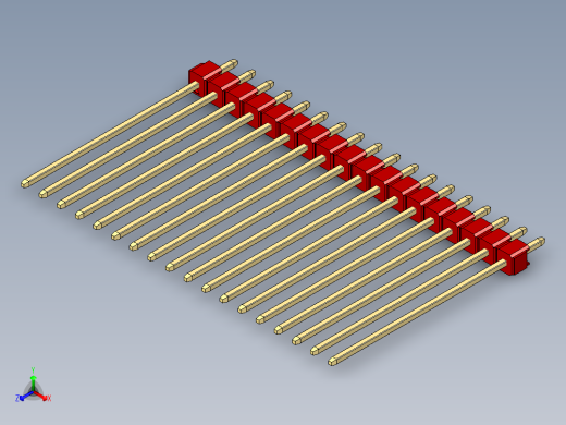 彩色公头100mil（2.54mm）系列-DS1021_red_1x18p_100mil_Type43_rev1.0正等轴测缩略图