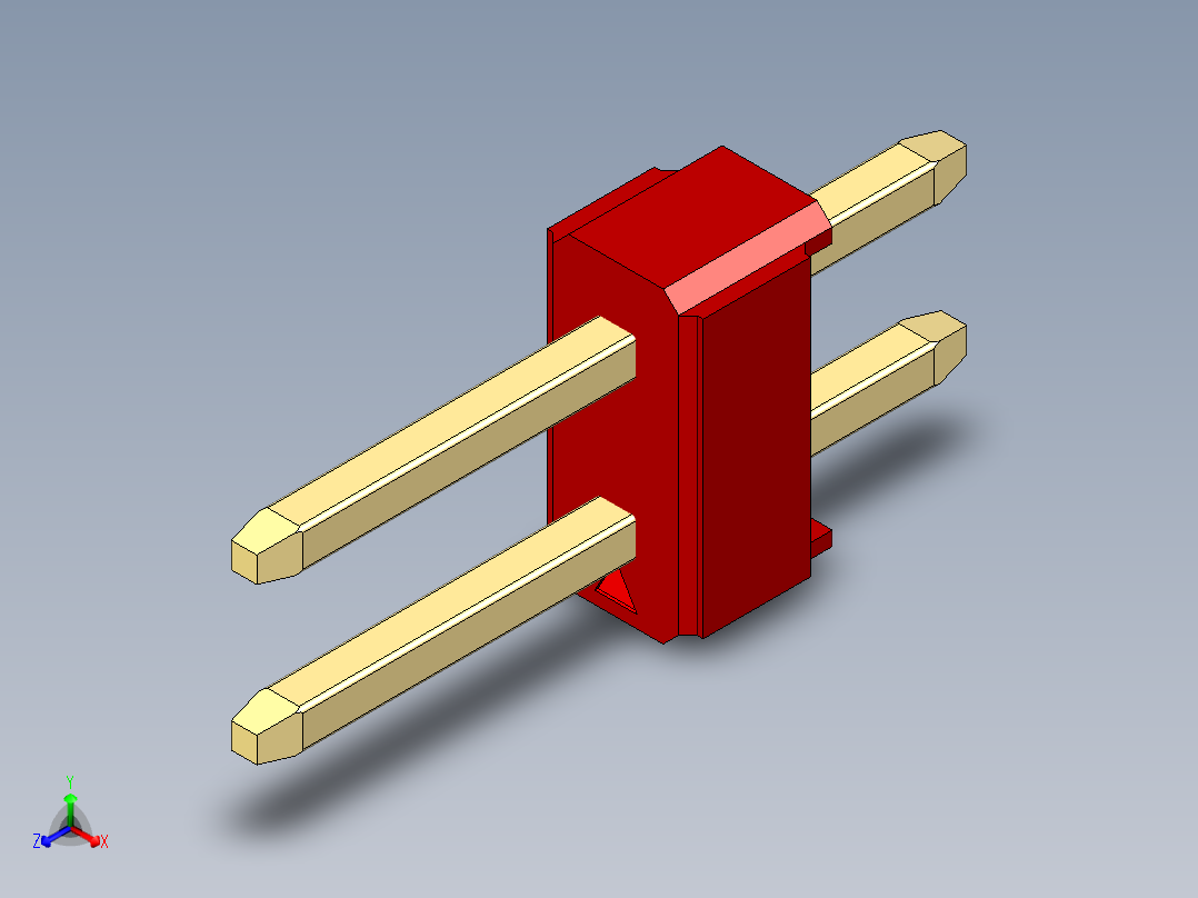 彩色公头100mil（2.54mm）系列-DS1021_red_2x01p_100mil_Type1_rev1.0主视图