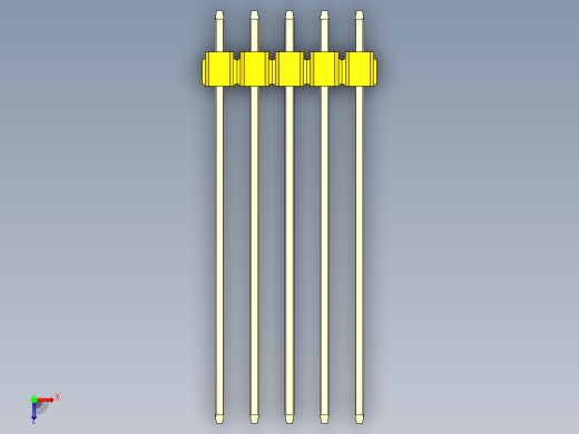 彩色公头100mil（2.54mm）系列-DS1021_yellow_1x05p_100mil_Type43_rev1.0俯视缩略图
