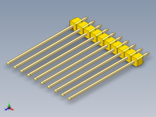 彩色公头100mil（2.54mm）系列-DS1021_yellow_1x10p_100mil_Type43_rev1.0