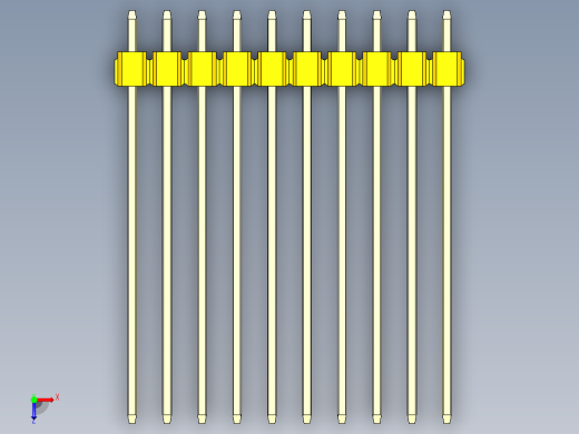 彩色公头100mil（2.54mm）系列-DS1021_yellow_1x10p_100mil_Type43_rev1.0俯视缩略图