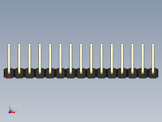 彩色公排针 100mil 2.54mm 系列-DS1022_black_15p_100mil_TypeU_rev1.0前视缩略图