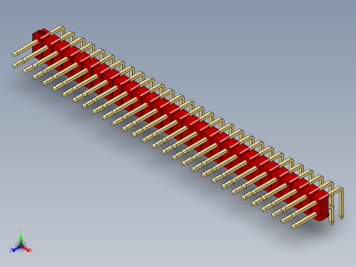 彩色公排针 100mil 2.54mm 系列-DS1022_red_2x29p_100mil_TypeD_rev1.0