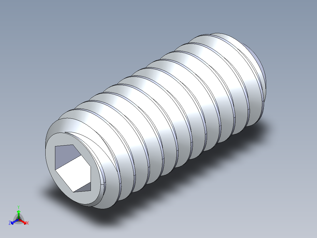 UNC 平头紧定螺钉-UNC SET SCREW 8-32 x0.375.STEP正等轴测图