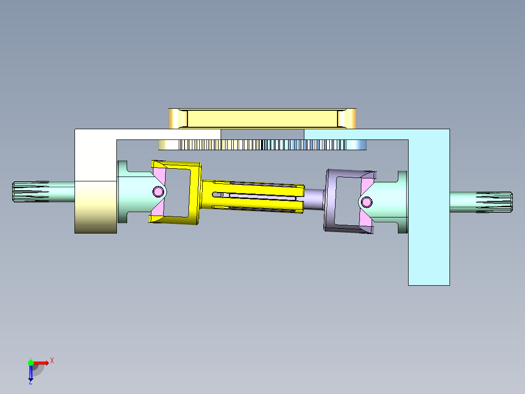 齿轮双万向节结构3D图纸 STP IGS格式俯视图