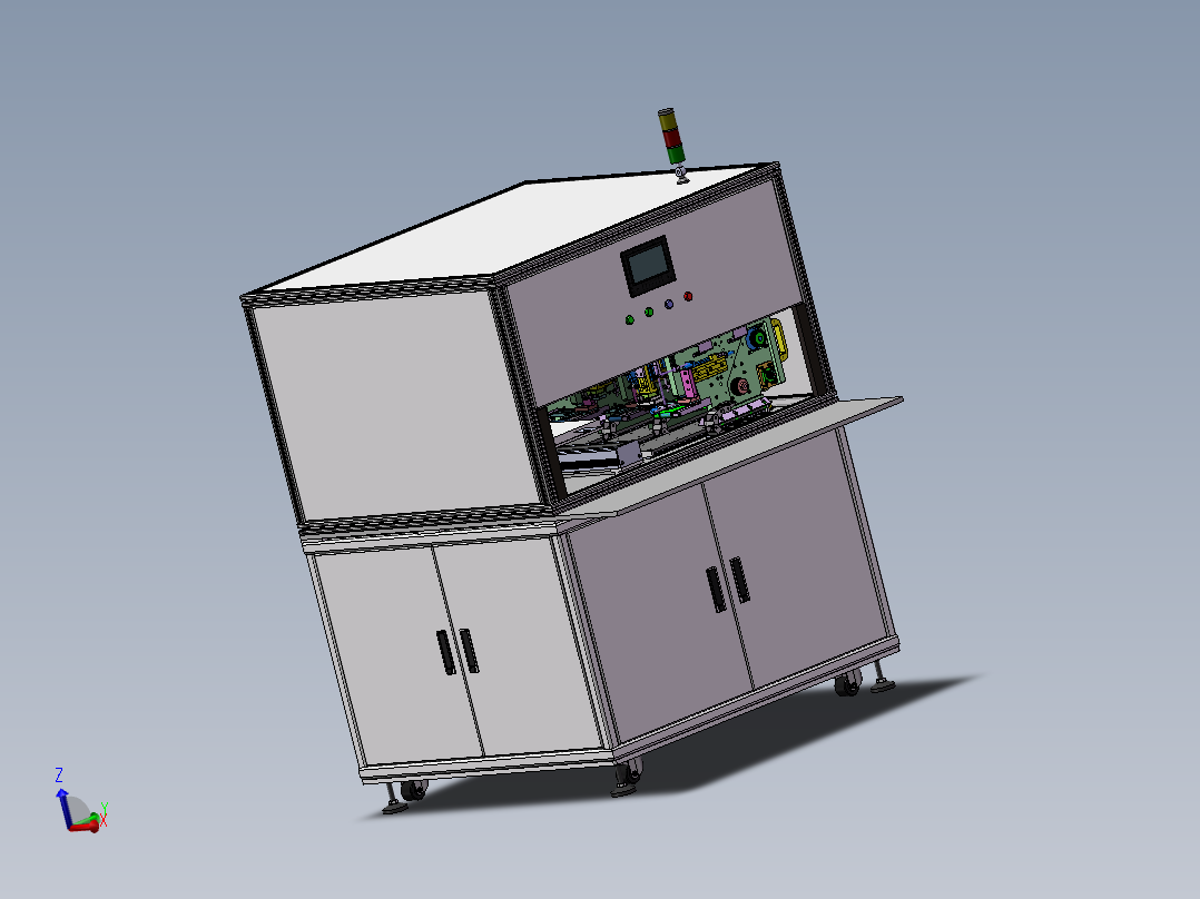 自动化四工位贴标机3D模型