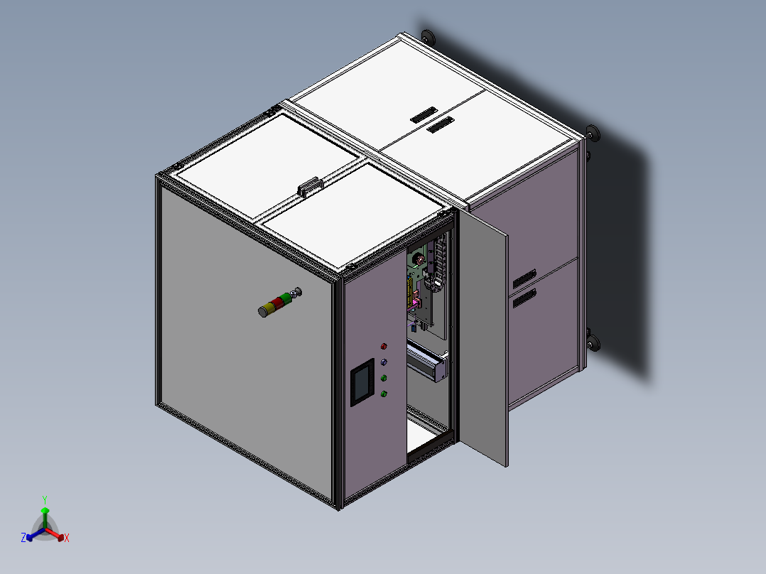 自动化四工位贴标机3D模型正等轴测图