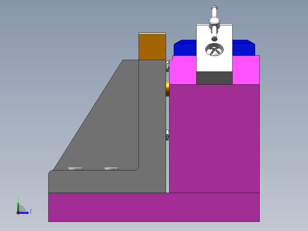 尾座体铣40圆柱面三维夹具solidworks模型资料左视图