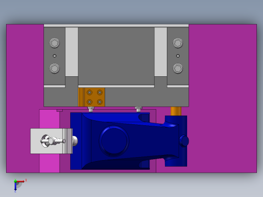 尾座体铣40圆柱面三维夹具solidworks模型资料俯视缩略图