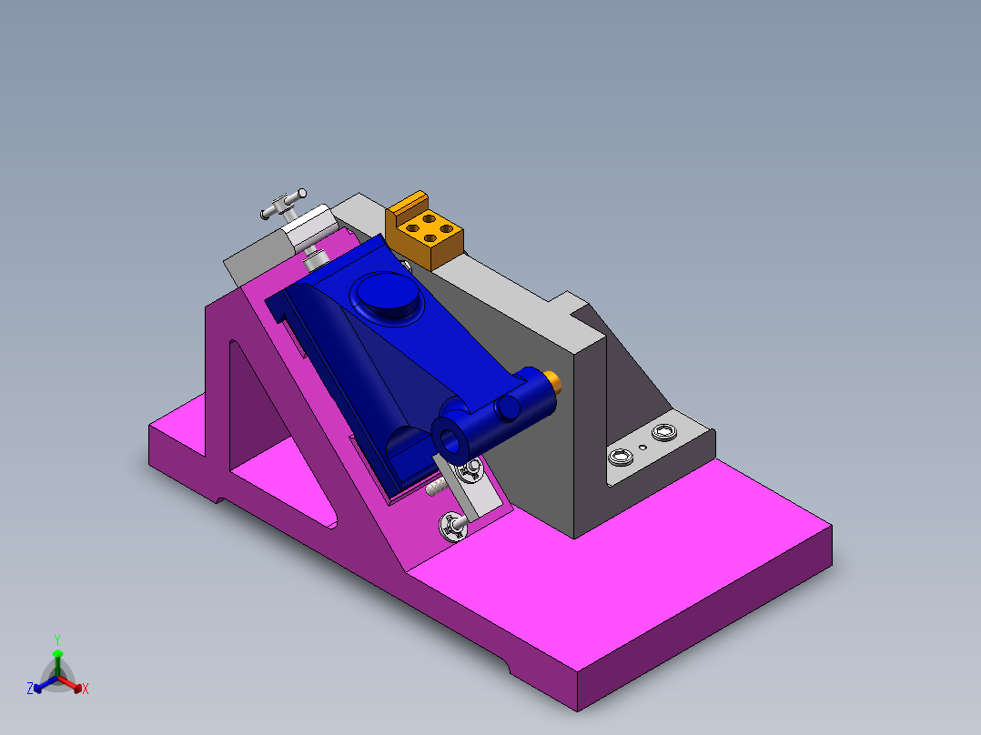 尾座体铣40圆柱面三维夹具solidworks模型资料正等轴测图