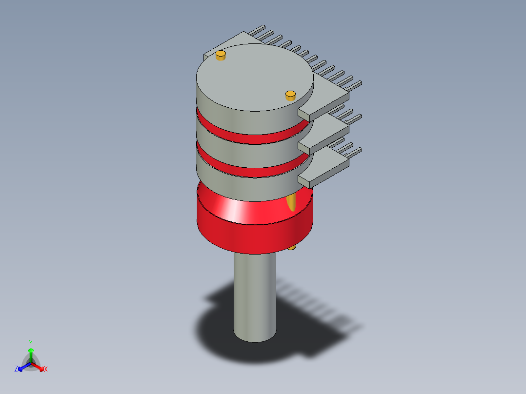 Grayhill 71EF30-03B12S 三联旋转开关主视图