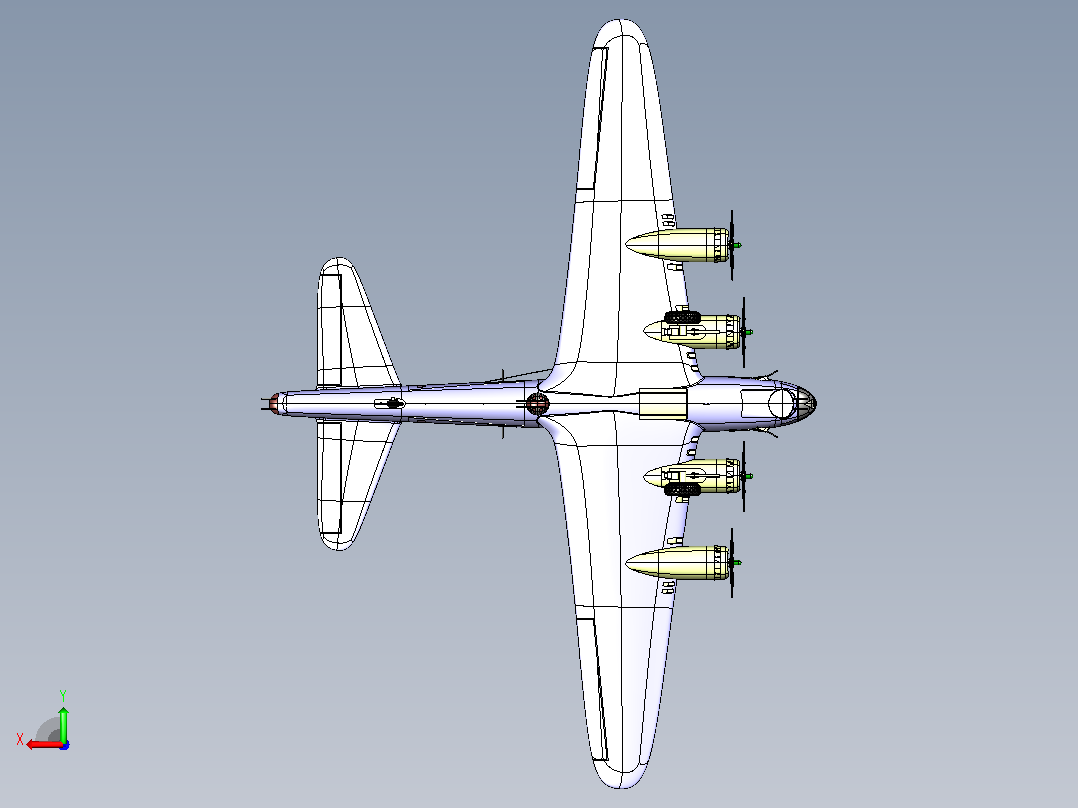 B-17同温层堡垒远程轰炸机后视图