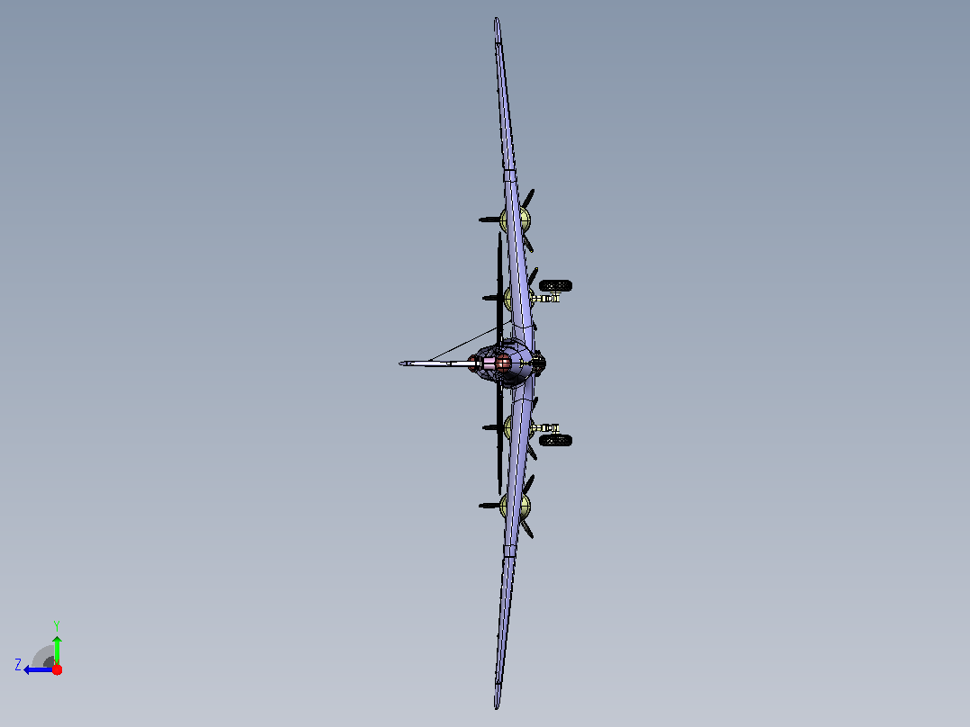 B-17同温层堡垒远程轰炸机右视图