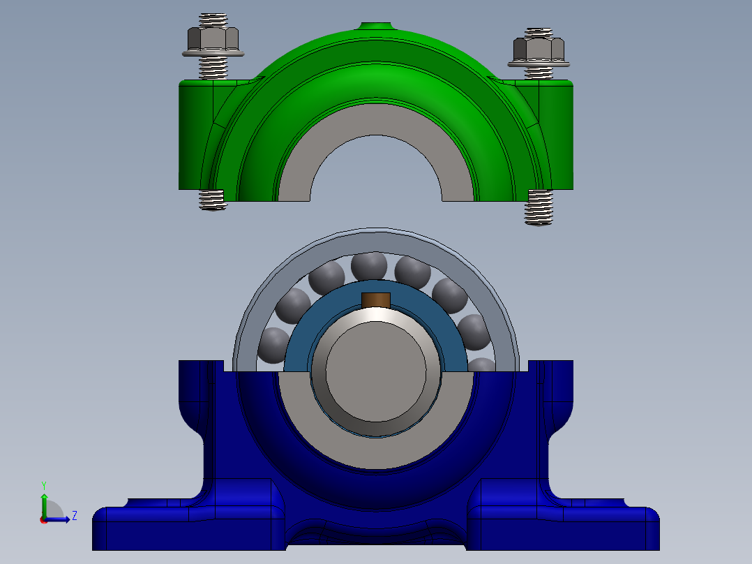 Cojinetes滚珠轴承与轴承座3D数模图纸 Solidworks设计左视图