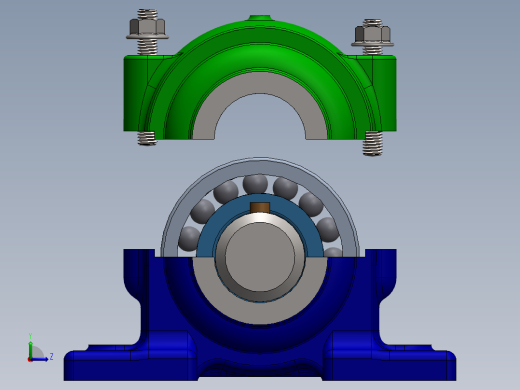 Cojinetes滚珠轴承与轴承座3D数模图纸 Solidworks设计左视缩略图