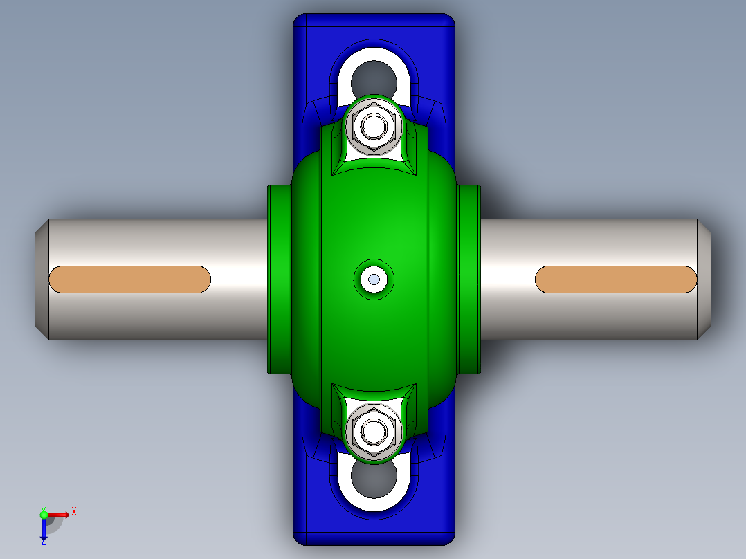 Cojinetes滚珠轴承与轴承座3D数模图纸 Solidworks设计俯视图